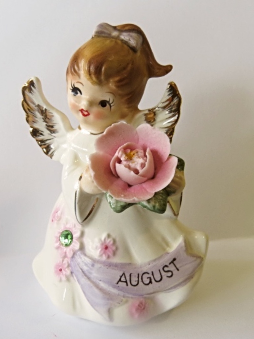 Vintage Lefton August Angel, Birthday Angel, Angel of the Month, August Birthday